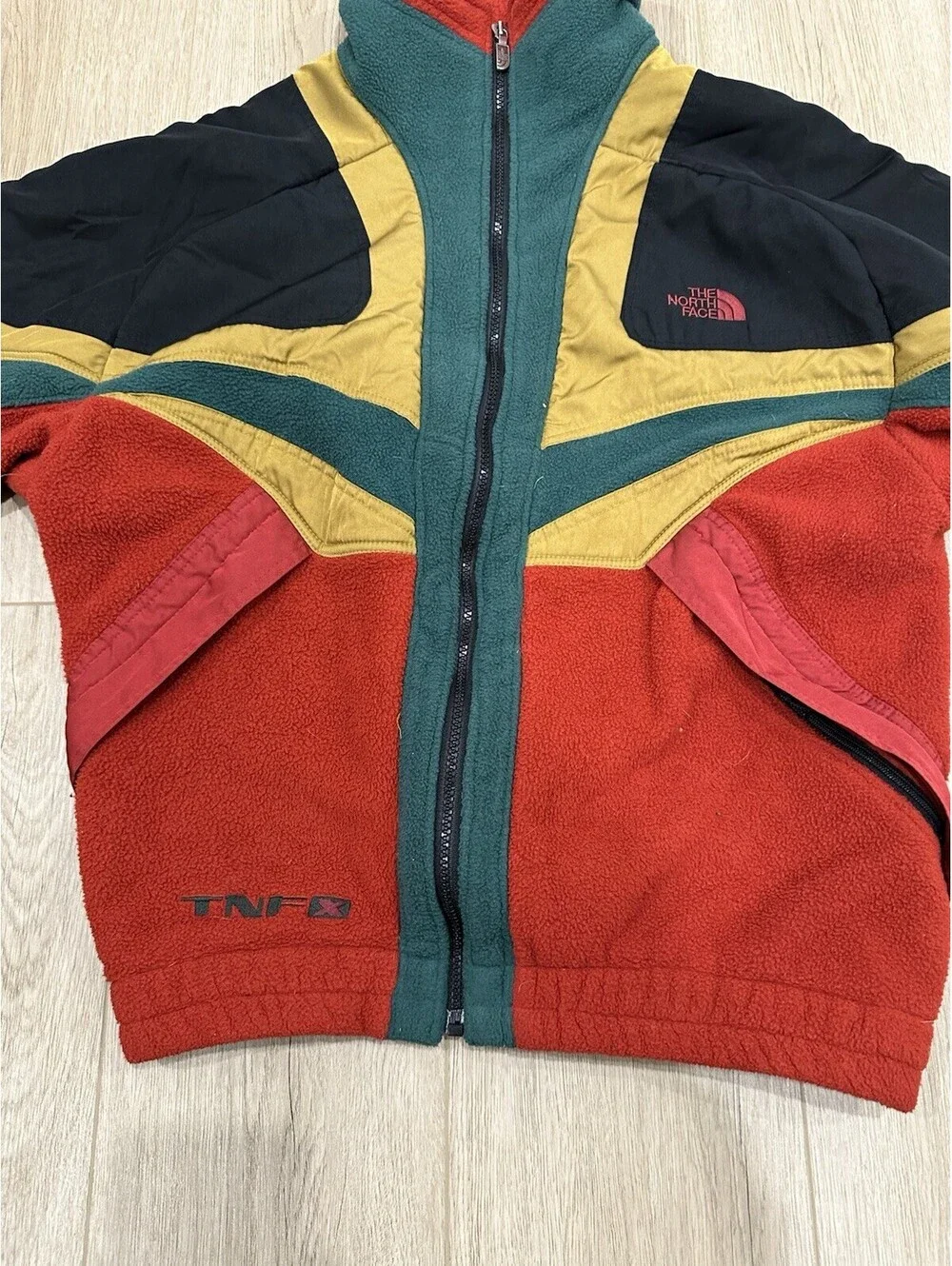 Vintage THE NORTH FACE Extreme Color Block Fleece Jacket 90s M
